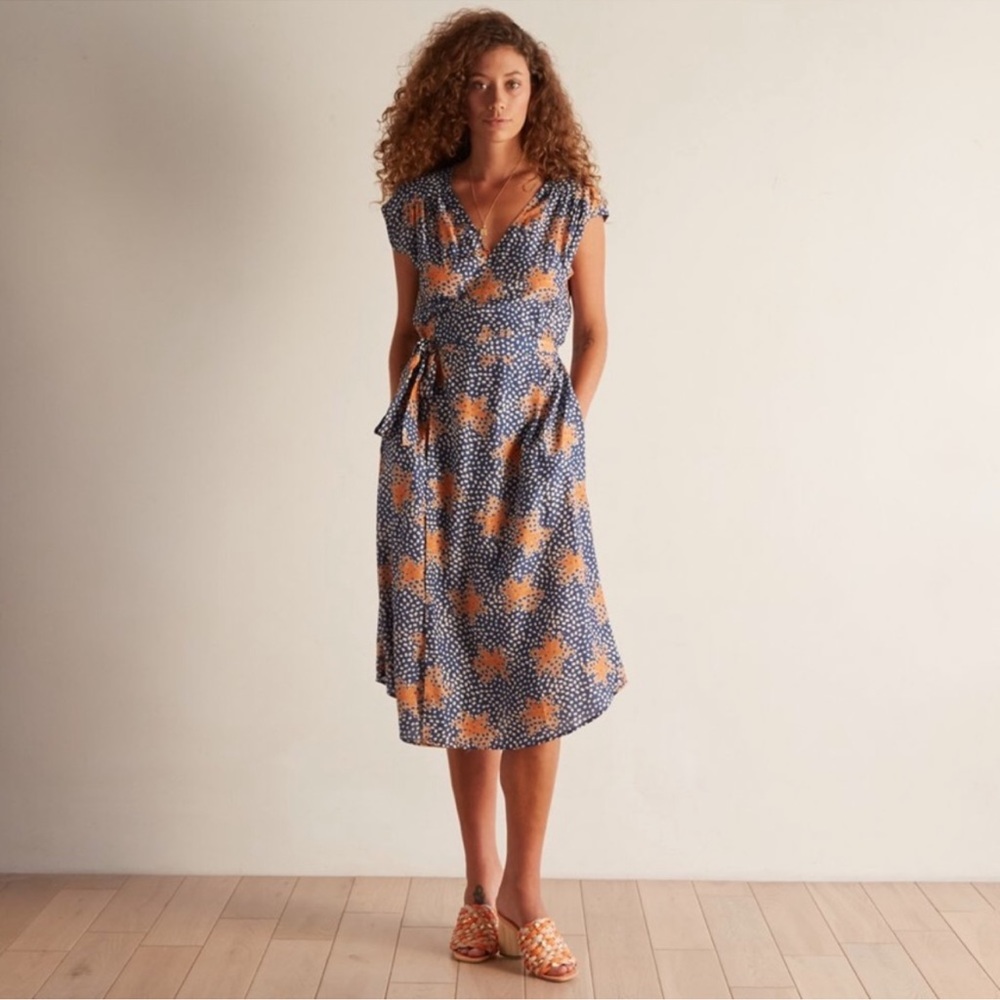 ANTHROPOLOGIE / THE ODELLS Kim Wrap Blue Floral Dress - Sz XS
